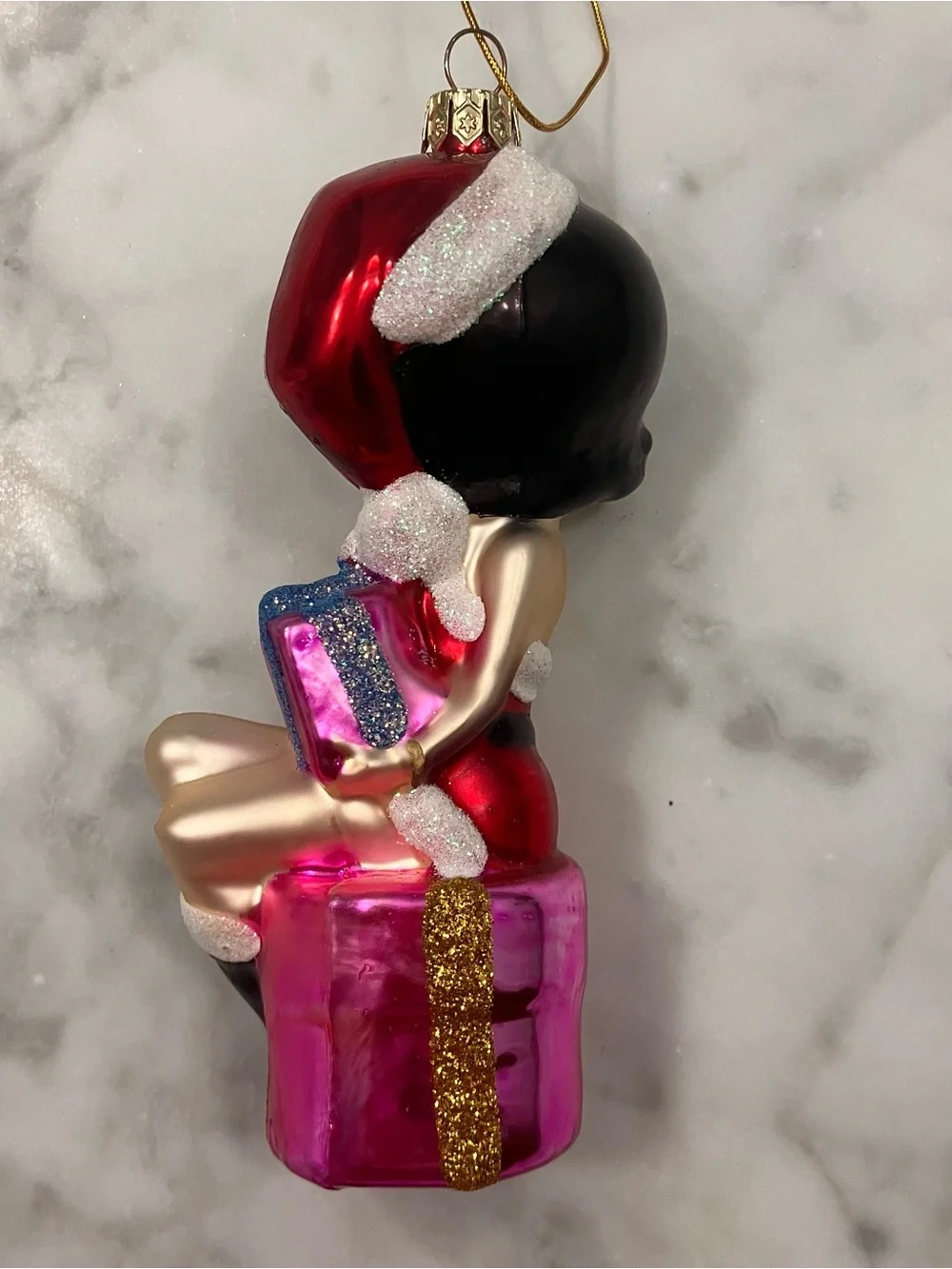 Betty Boop Santa Hat Hand crafted glass Christmas Ornament Kurt S. Adler in box